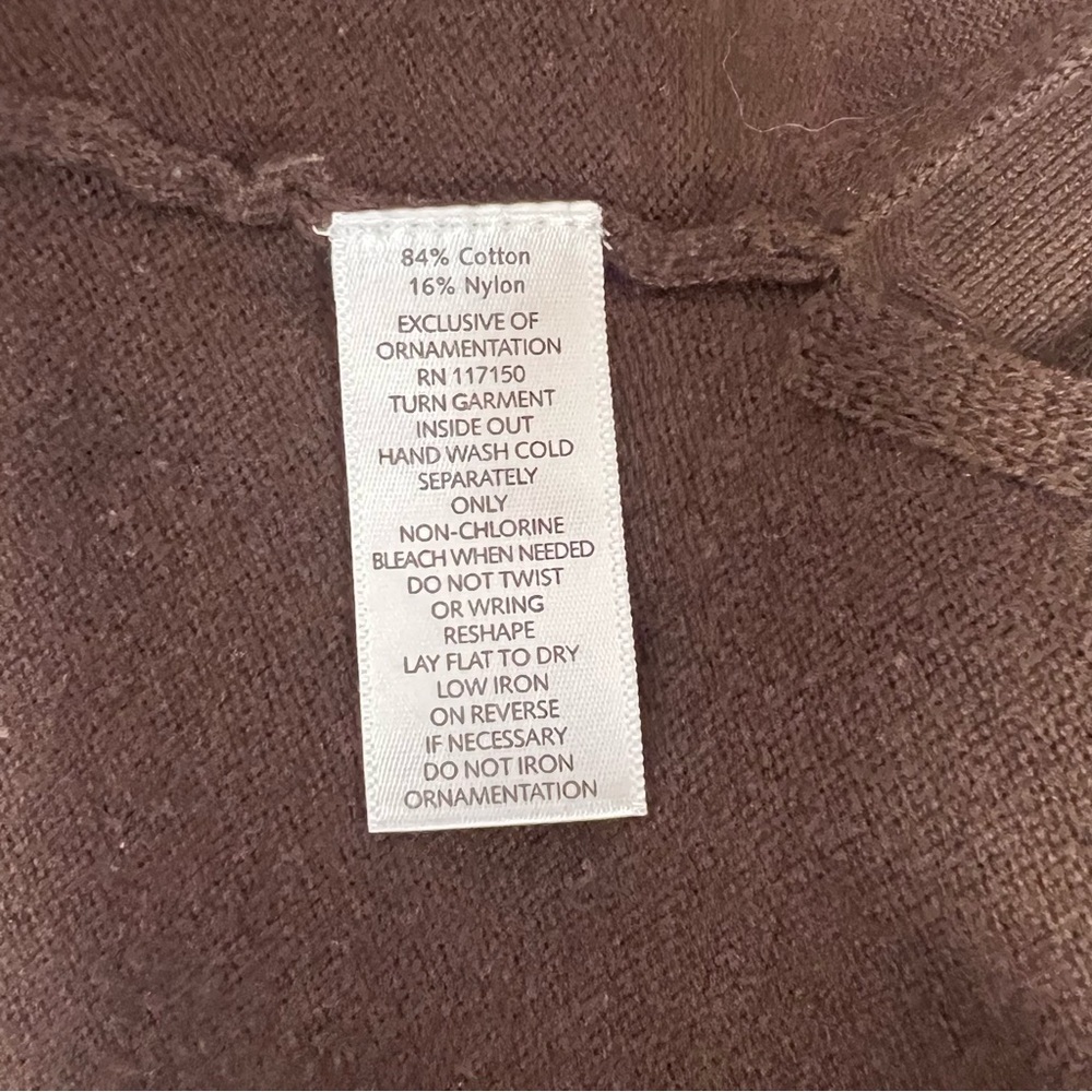 Quacker Factory Cardigan XL Brown Sequin Embellished Sweater Button Front Cute - Picture 7 of 7